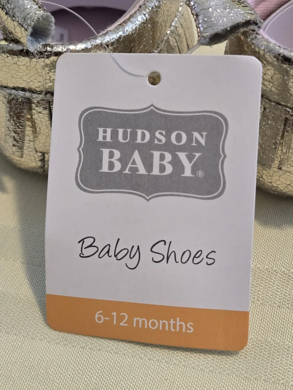 Hudson Baby Metallic Gold Toddler Girl Moccasins Pink Lining Size 6-12 Months